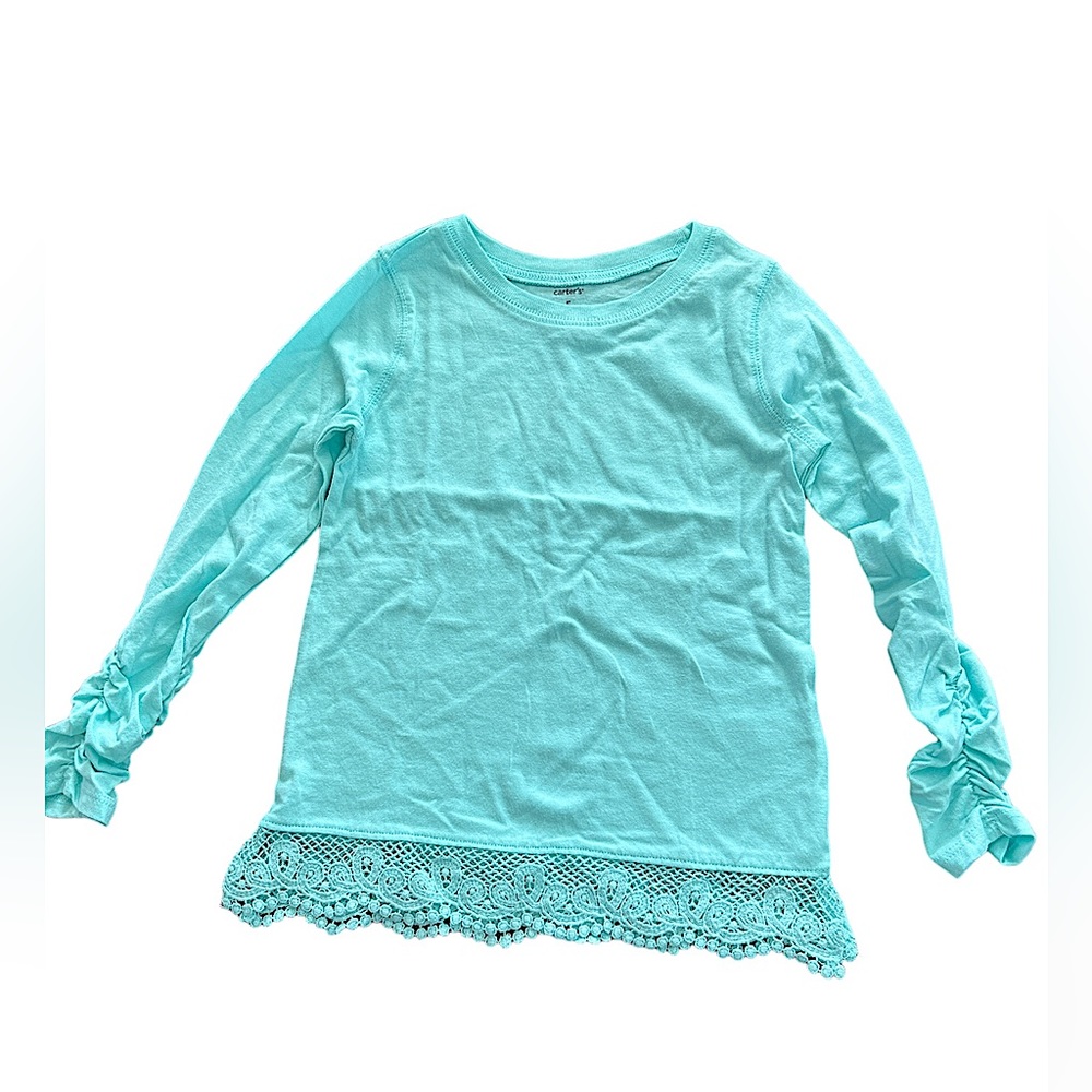Beautiful Carter’s Blue Long Sleeve Blouse with Lace Trim Size 5